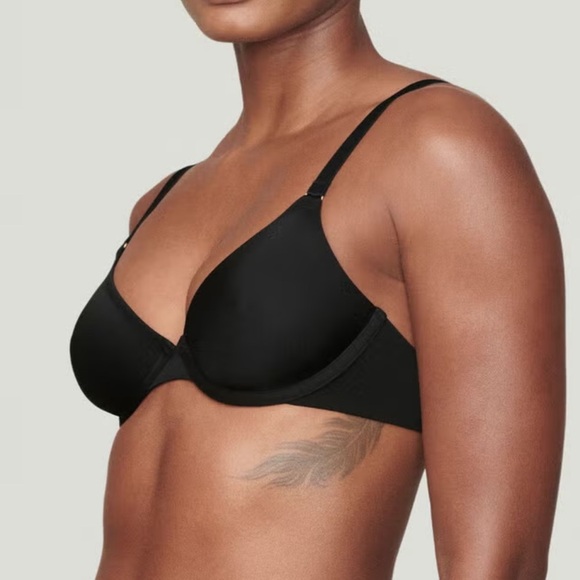 CUUP Triangle Bra Set in Black Satin - Picture 3 of 12